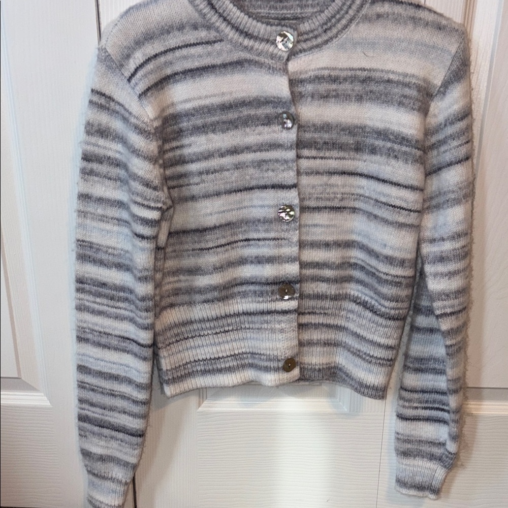Rachel Zoe Gray and White Striped Cardigan